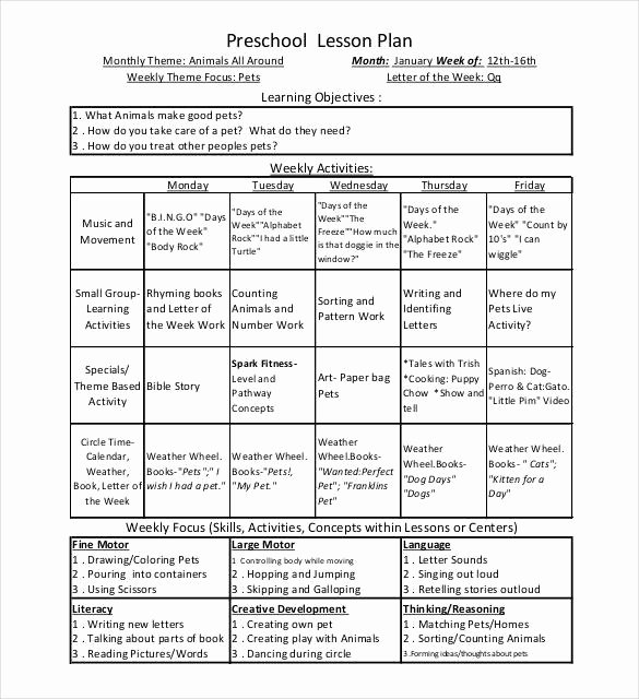 Monthly Lesson Plan Template New 21 Preschool Lesson Plan Templates Doc Pdf Excel