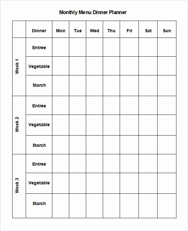 Monthly Meal Plan Template Awesome 24 Menu Planner Template Doc Psd Pdf Eps Indesign