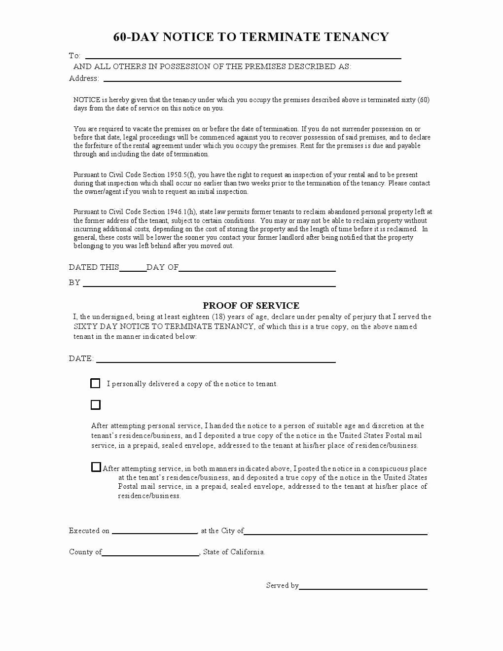Move Out Agreement form Awesome Move Out Agreement form Exclusive 30 Day Notice to Vacate