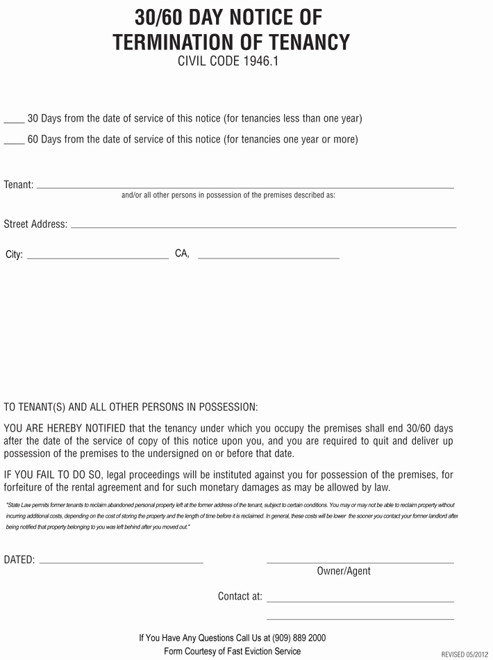 Move Out Agreement form Inspirational 30 Day Notice to Landlord
