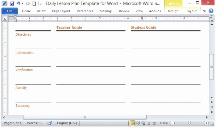 Ms Word Lesson Plan Template Awesome Microsoft Word Template for Making Daily Lesson Plans