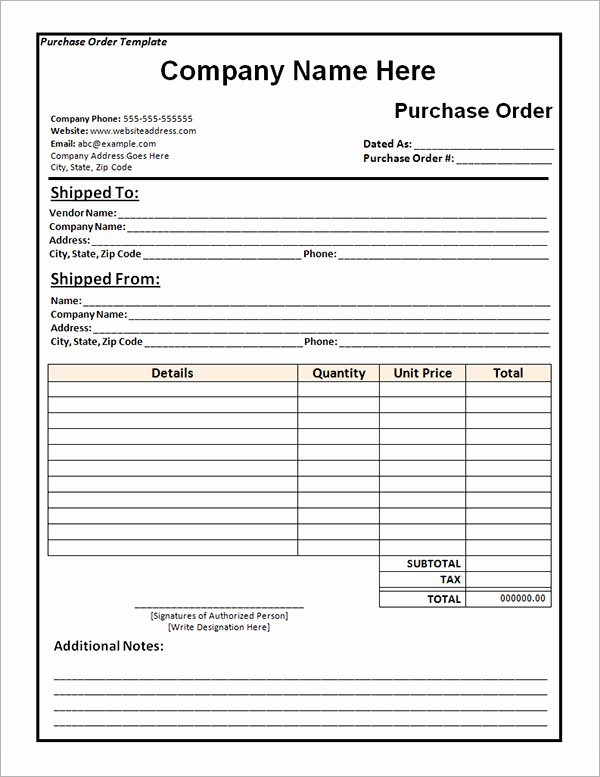 Ms Word Purchase order Template Fresh Purchase order Template 10 Download Free Documents In