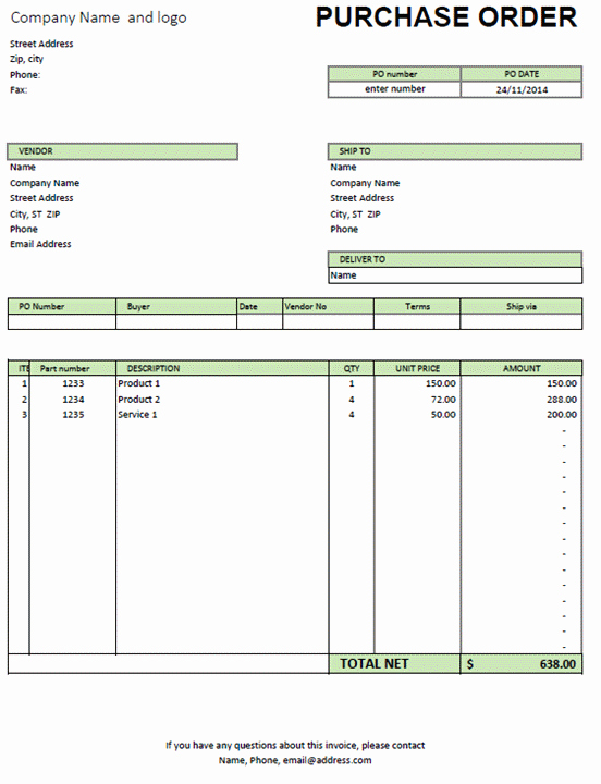 Ms Word Purchase order Template Lovely Excel Purchase order Template Excel