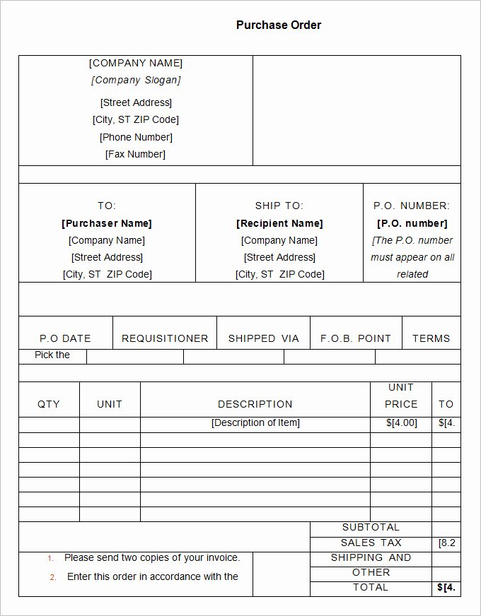 Ms Word Purchase order Template New 34 Purchase order Examples Pdf Doc