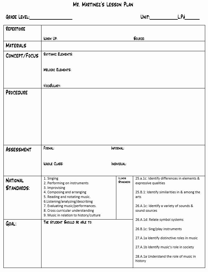 Music Lesson Plan Template Awesome Music Lesson Plan Template
