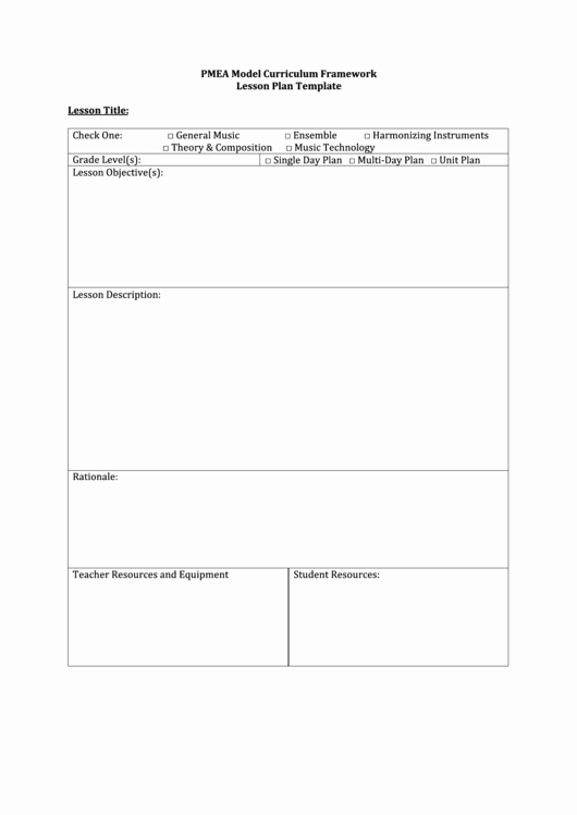 general music lesson plan template