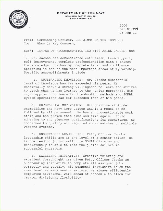 navy endorsement letter format