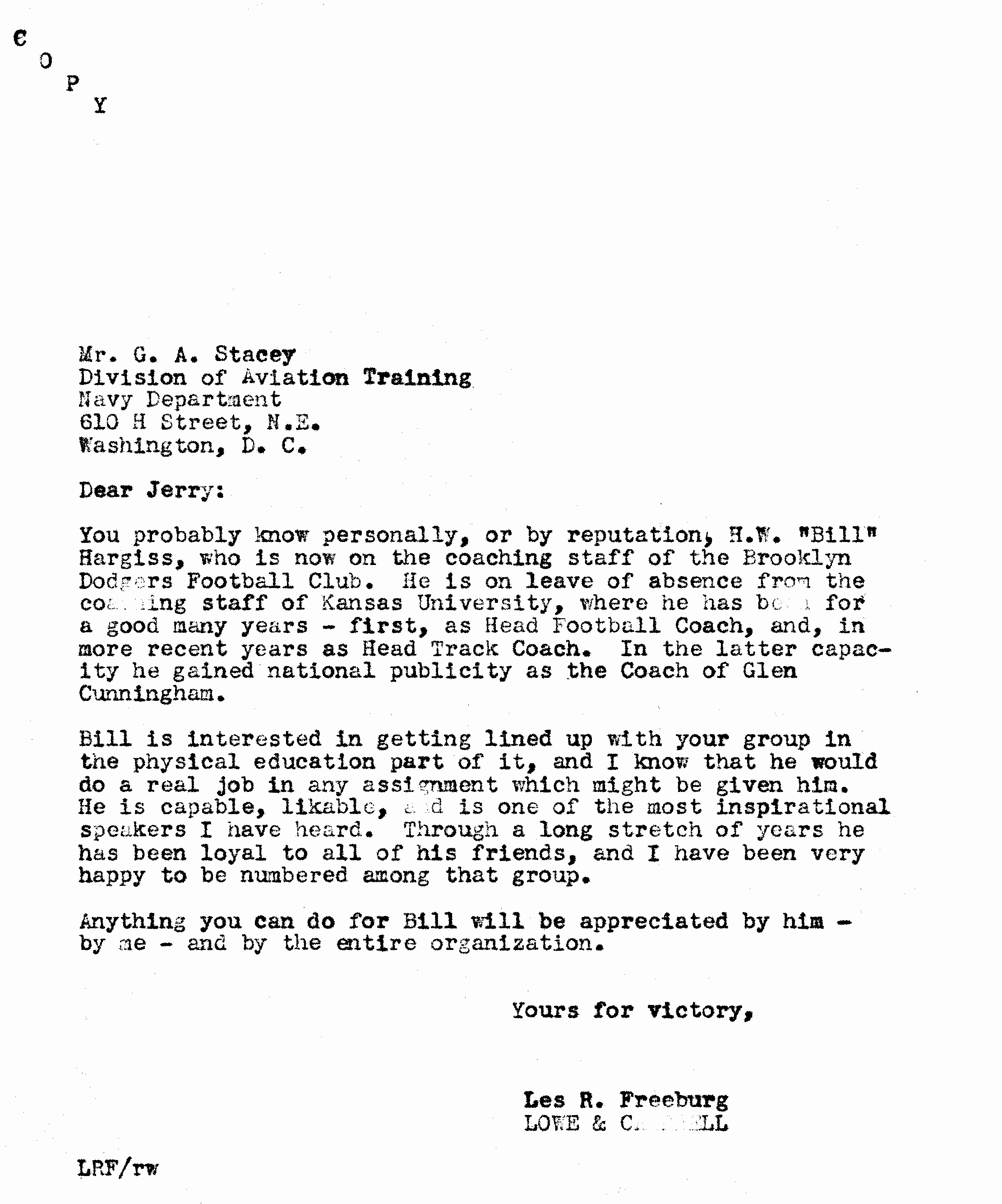 Naval Academy Recommendation Letter Unique Les Freeburg Letter Re Mending Hargiss to Us Navy
