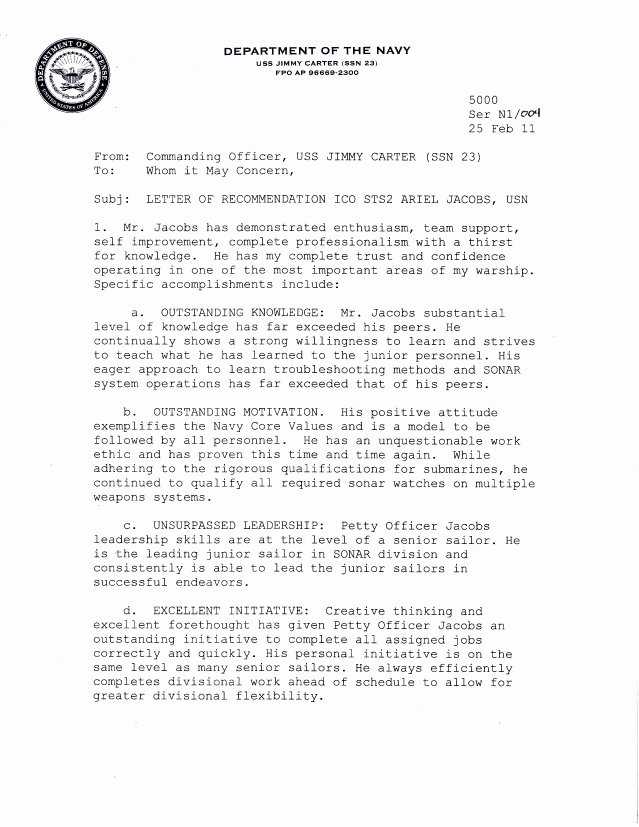 Naval Academy Recommendation Letter Unique Navy Email format On Standard Naval Letter format Letter