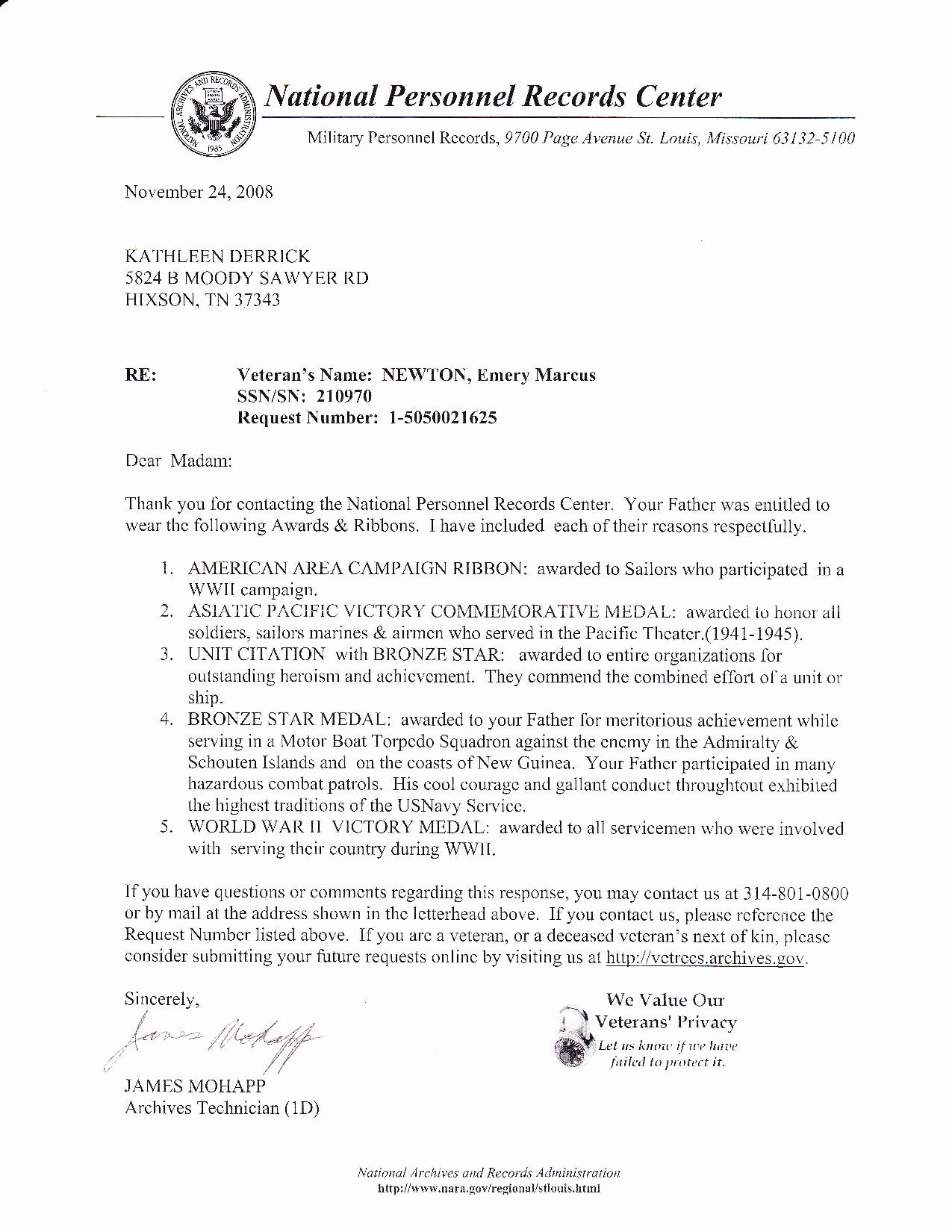 Naval Letter Of Recommendation Lovely File Letter From Navy Regarding Em Newton Pdf