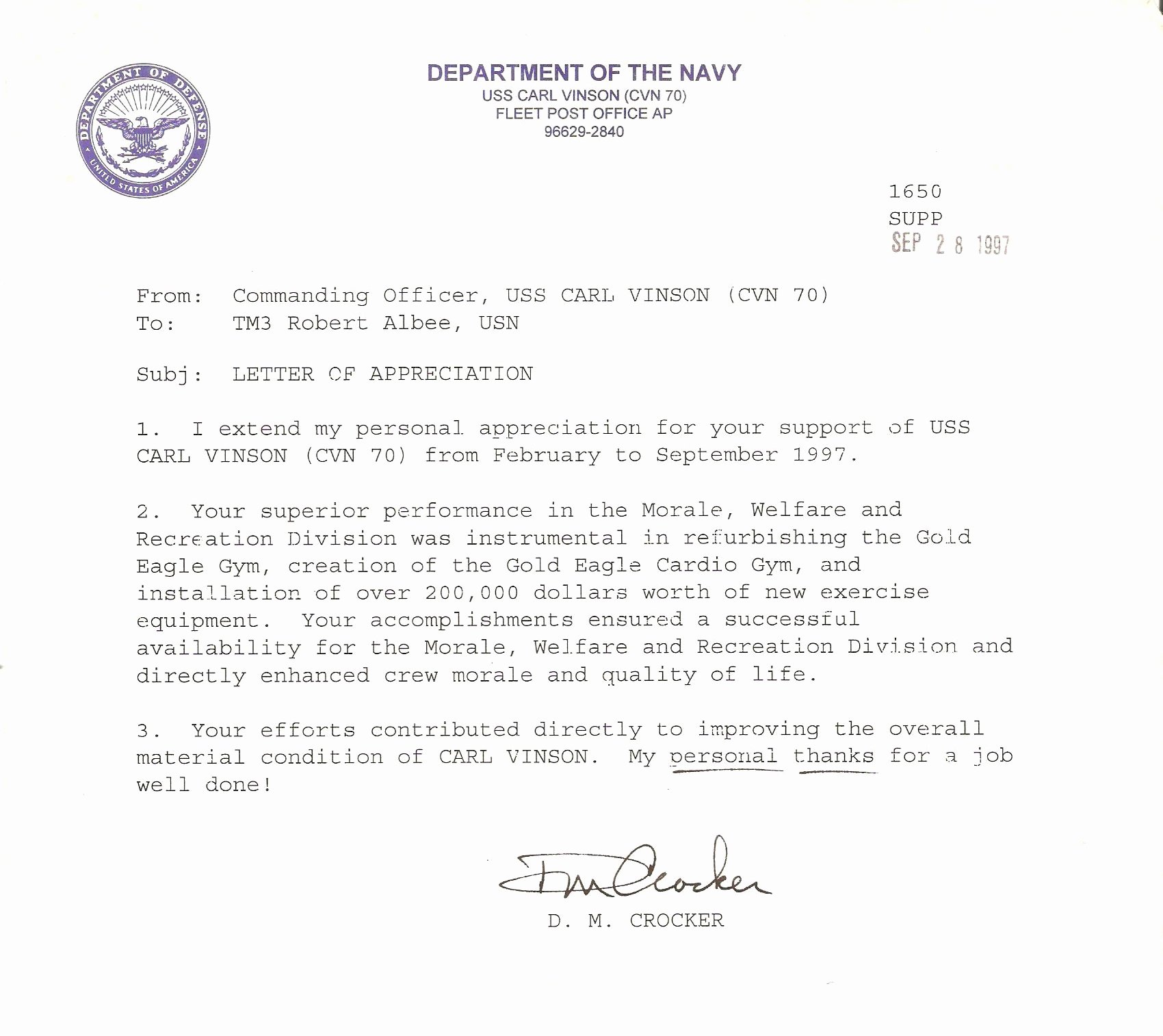 Navy Letter Of Recommendation Beautiful Best S Of Usmc Letter Appreciation Template Usmc