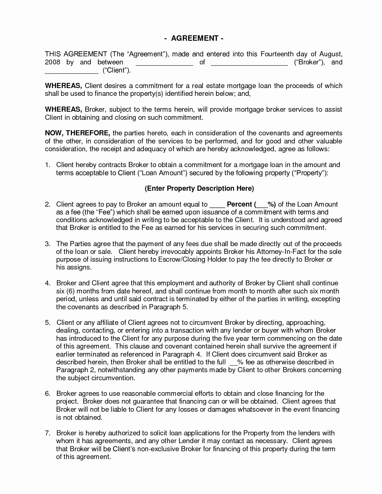 Net 30 Terms Agreement Template Awesome 37 Last Mercial Mortgage Broker Fee Agreement Template