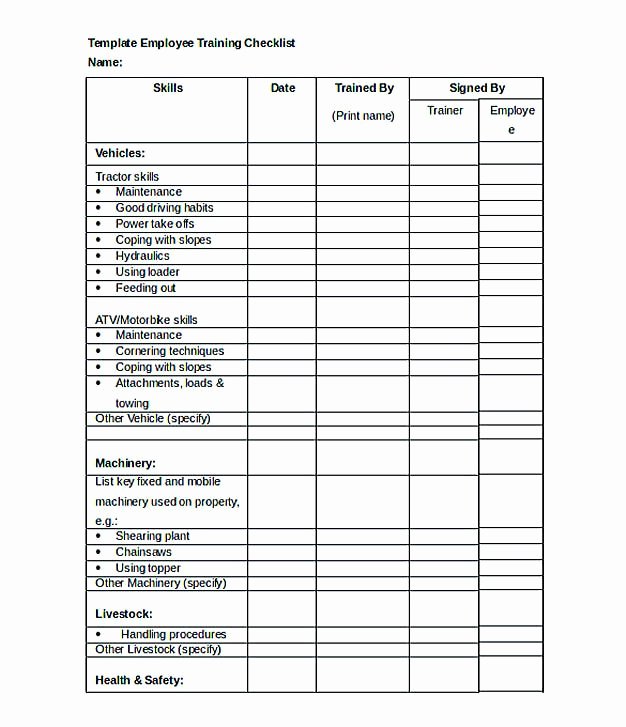 New Employee Training Plan Template Inspirational Employee Training Checklist Template Word format Download