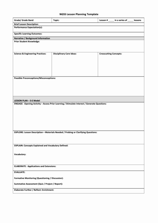 Ngss Lesson Plan Template Awesome top 6 5e Lesson Plan Templates Free to In Pdf format