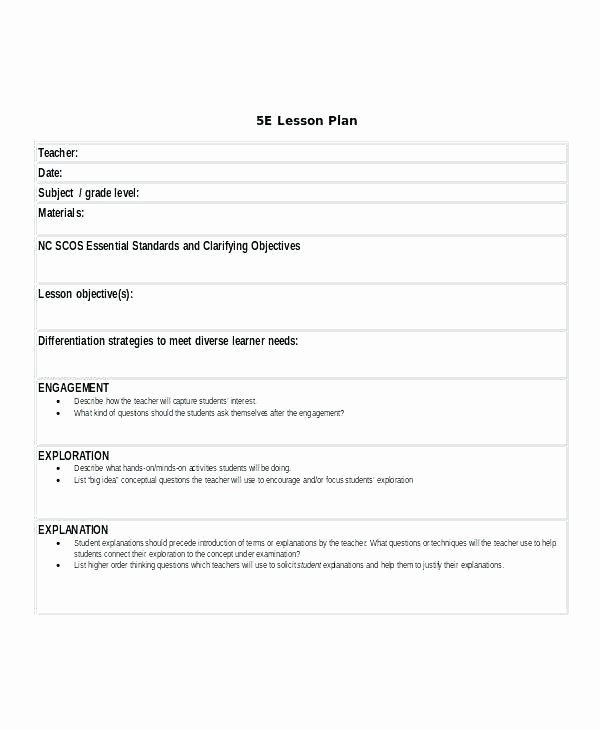 Ngss Lesson Plan Template Beautiful 5e Lesson Plan Template for Science Pdf Doc