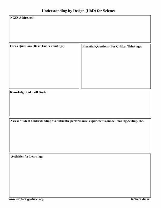 Ngss Lesson Plan Template Luxury Understanding by Design Ubd Graphic organizer