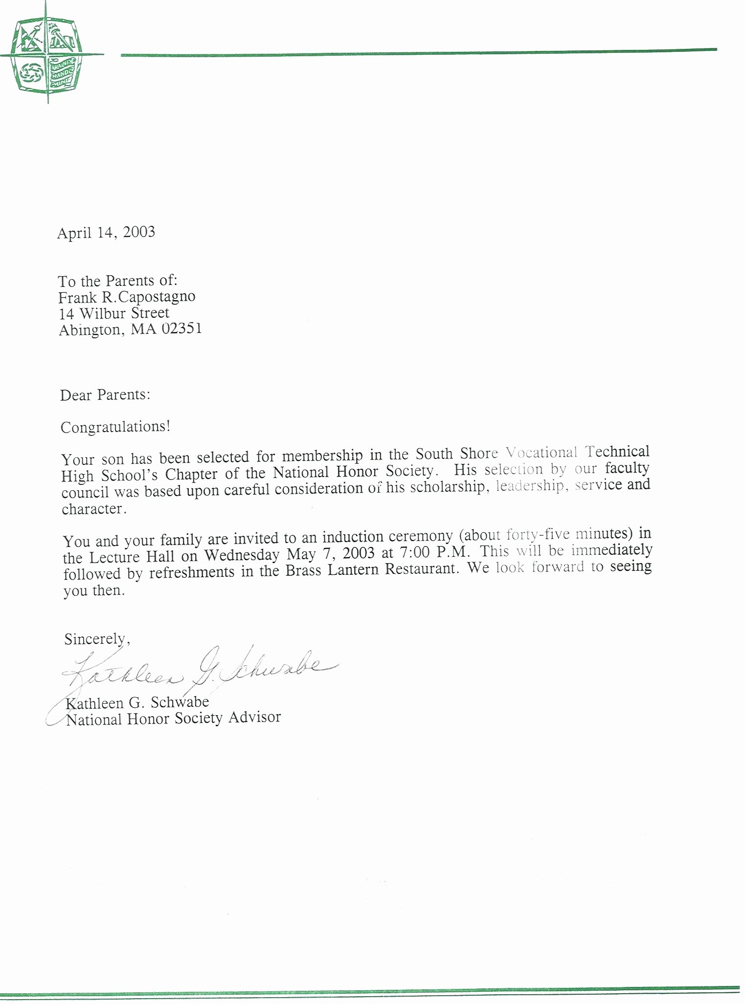 Nhs Letter Of Recommendation Template Best Of 17 National Junior Honor society Letter Re Mendation