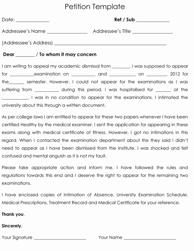 Niw Recommendation Letter Sample Beautiful Petition Template Line Petition
