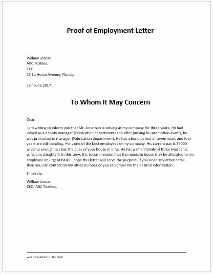No Smoking Letter to Employees Inspirational Proof Of Employment Letter for Word