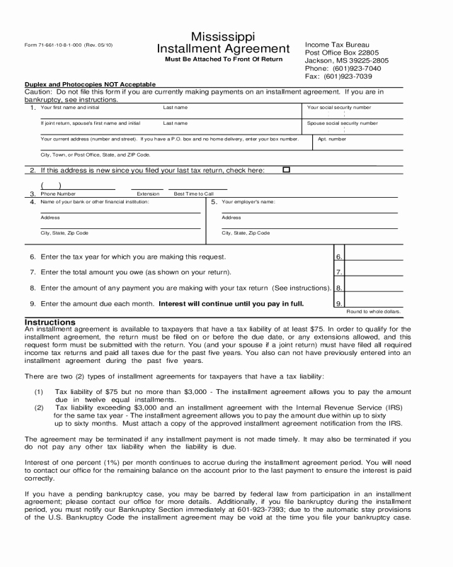 Non Compete Agreement Georgia Template Luxury 2019 Installment Agreement form Fillable Printable Pdf
