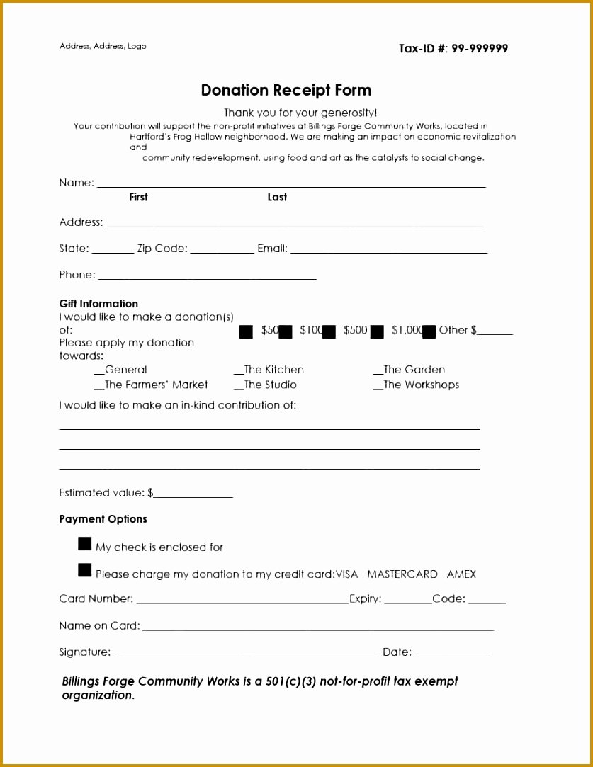 Non Profit Donation Receipt Template Awesome 4 Tax Donation Receipt form Template