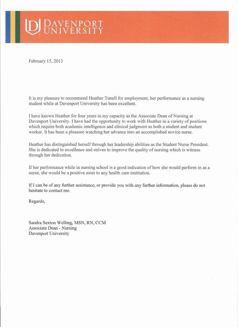 Nurse Practitioner Letter Of Recommendation Fresh Sample Letter Of Re Mendation for Nurse Practitioner