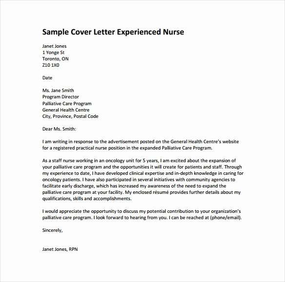 Nursing Cover Letter format Lovely Nursing Cover Letter Template – 8 Free Word Pdf