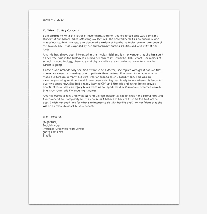 Nursing Letter Of Recommendation Example Awesome Nursing Reference Letter