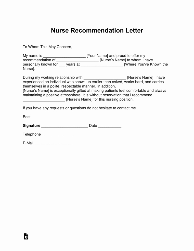Nursing Letter Of Recommendation Luxury Free Registered Nurse Rn Letter Of Re Mendation