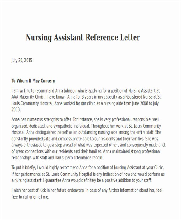 Nursing Letter Of Recommendation New Nursing Reference Letter Templates 12 Free Word Pdf