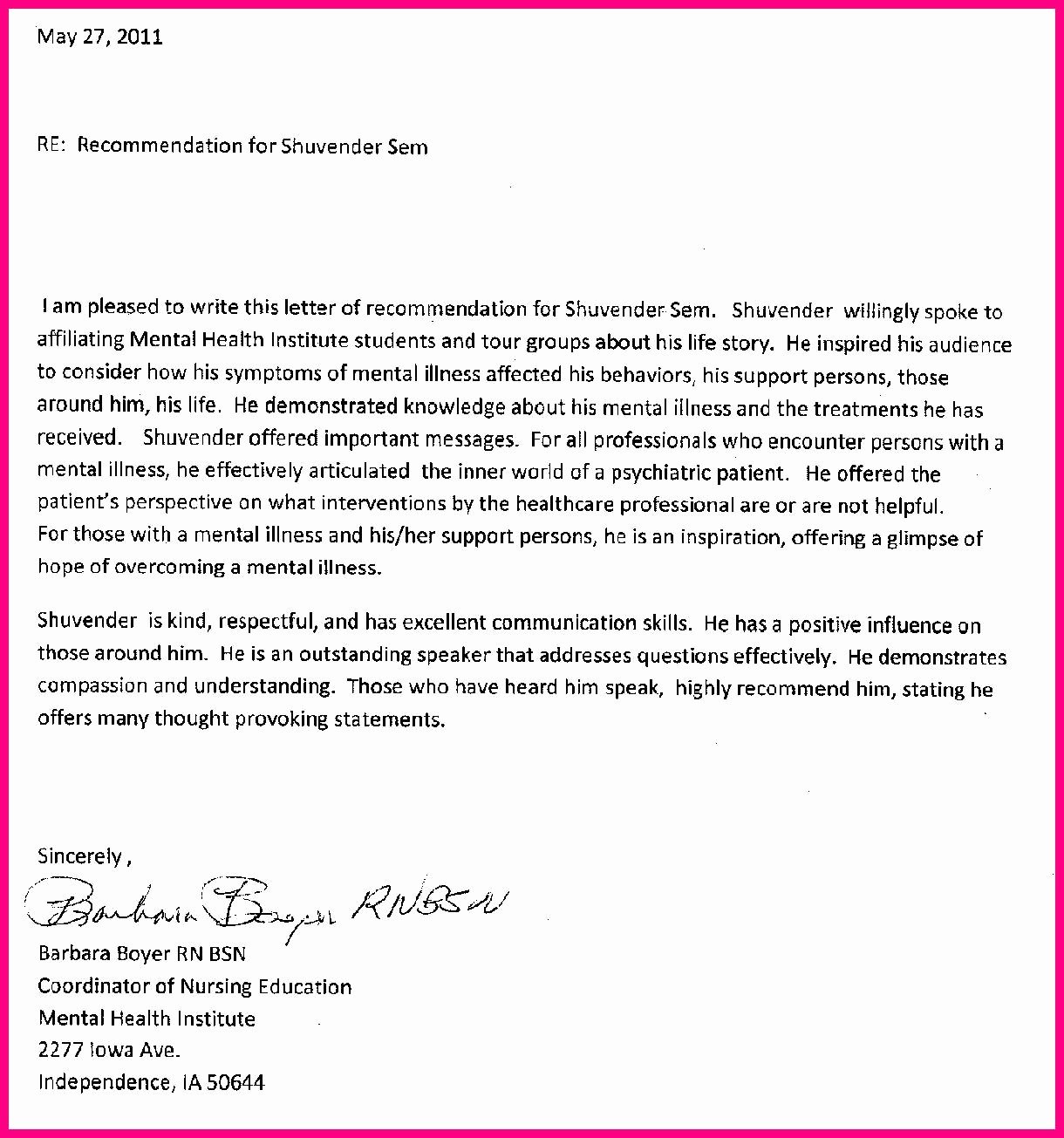 Nursing School Letter Of Recommendation Unique Re Mendation Letter for Nurse Practitioner