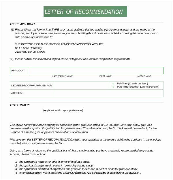 Nursing School Recommendation Letter Elegant 44 Sample Letters Of Re Mendation for Graduate School