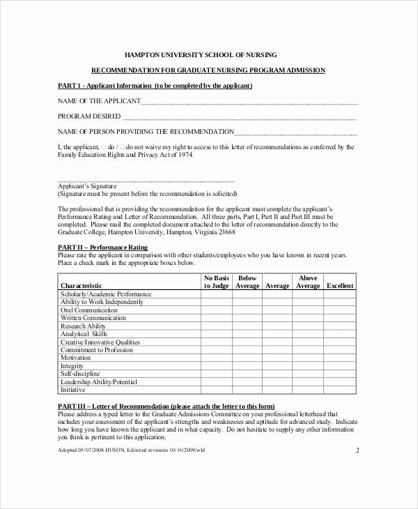Nursing Student Letter Of Recommendation New Sample Nursing Re Mendation Letter 9 Examples In Word Pdf