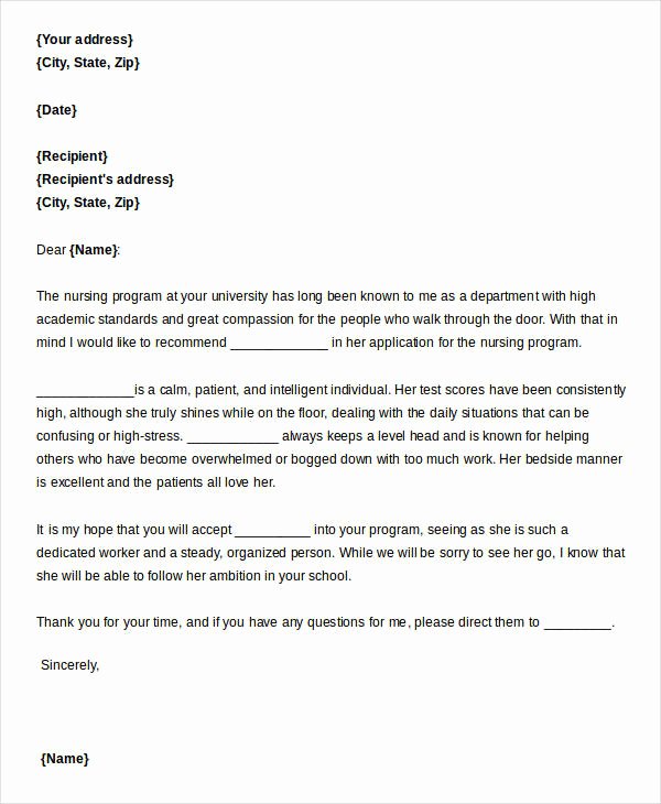 Nursing Student Recommendation Letter Lovely Reference Letter Example 33 Free Word Pdf Documents