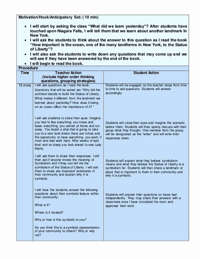 Nyc Doe Lesson Plan Template Fresh Edtpa Lesson Plan Template Ny Editable Word Document