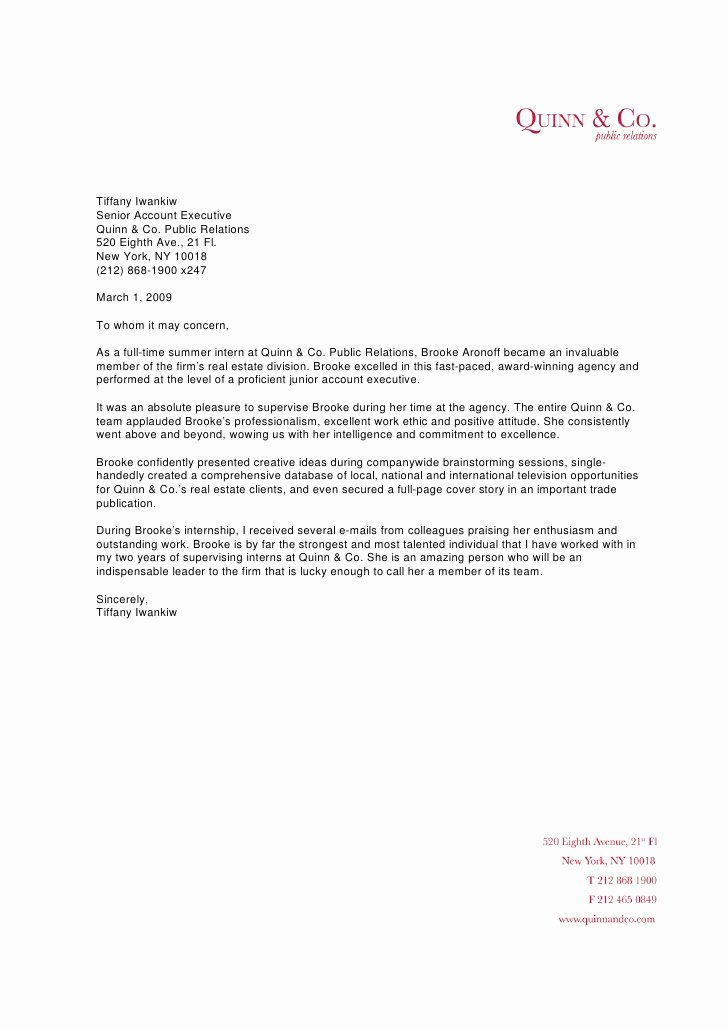 Nyu Letter Of Recommendation Beautiful Brooke Aronoff Re Mendation Letter