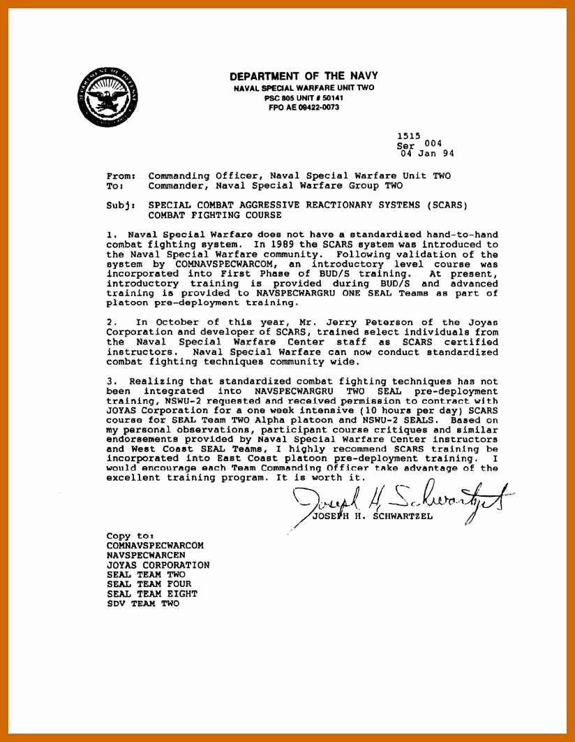 Ocs Letter Of Recommendation Example Inspirational 8 9 Military Letter formats