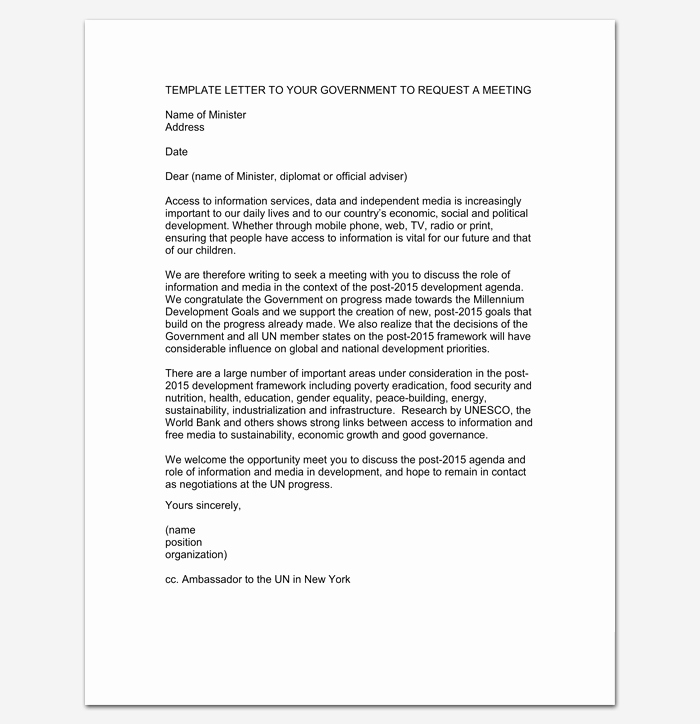 Official Letter format to Government Luxury Meeting Appointment Letter 9 Templates for Word Pdf format