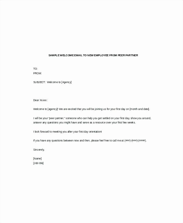 Open Enrollment Announcement Letter Awesome Wel E Email Template for New Employee Employee Departure