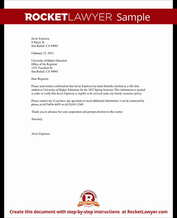 Open Enrollment Letter Template Awesome Confirmation Of Enrollment Letter with Sample