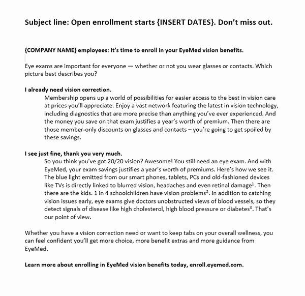 Open Enrollment Letter to Employees Best Of Open Enrollment – Eyeq