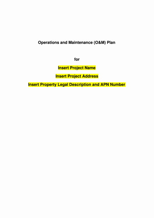Operation and Maintenance Plan Template Beautiful top Maintenance Plan Templates Free to In Pdf format