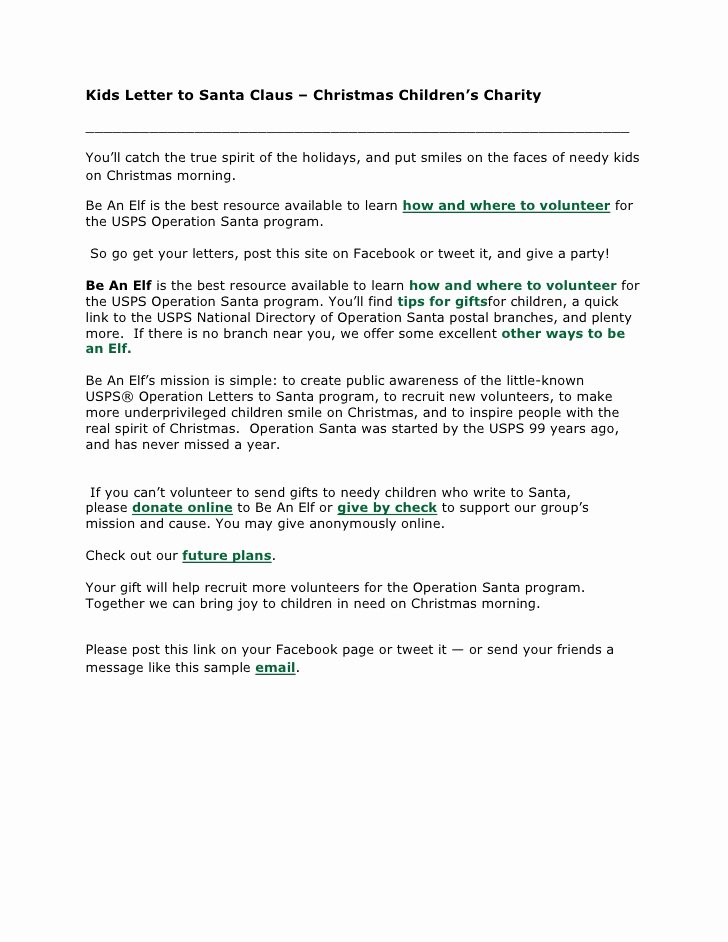 Operation Christmas Child Letter Samples Luxury Kids Letter to Santa Claus – Christmas Charity