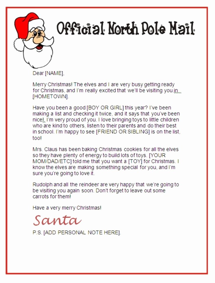 Operation Christmas Child Letter Template Lovely Santa Letter to Child Templates Invitation Template