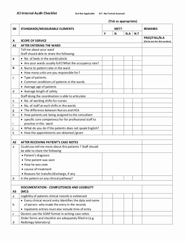 Osha Chemical Hygiene Plan Template Elegant Jci Internal Audit Checklist by Dr Mahboob Khan Phd