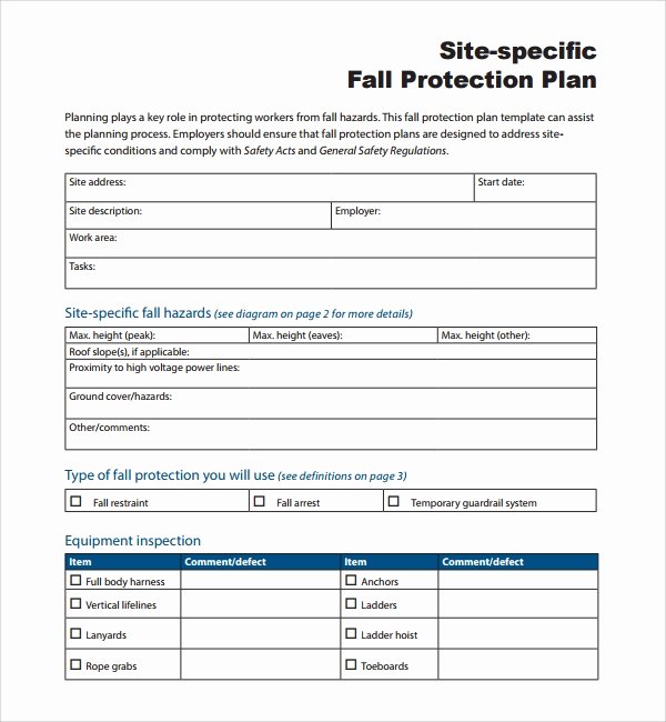 Osha Fall Protection Plan Template Lovely Sample Fall Protection Plan Template 9 Free Documents