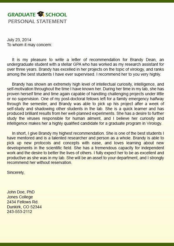 Otcas Letter Of Recommendation Best Of Writing Good Personal Statement Graduate School Sample