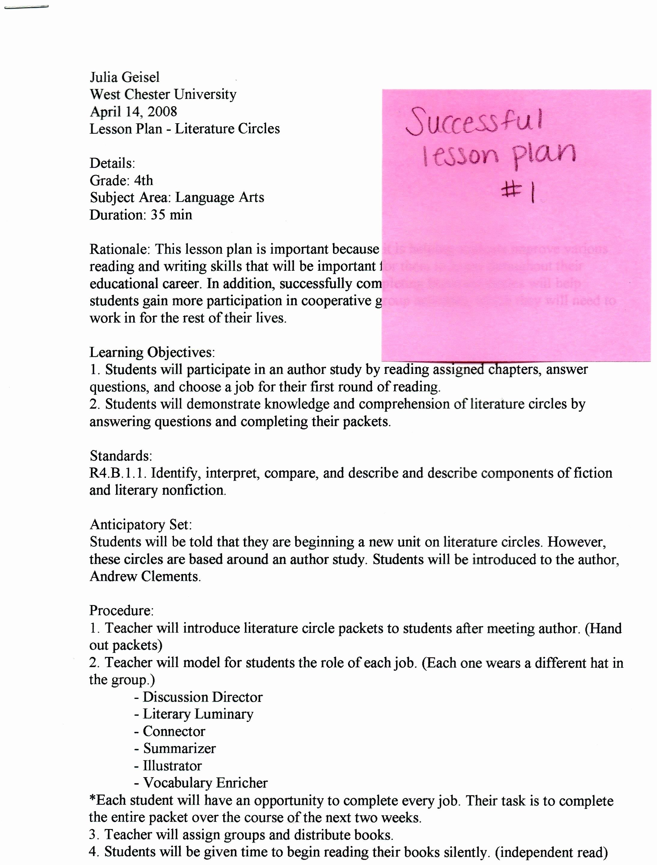 Otes Lesson Plan Template New Project Read Lesson Plan Template – Resume 43 Unique Otes