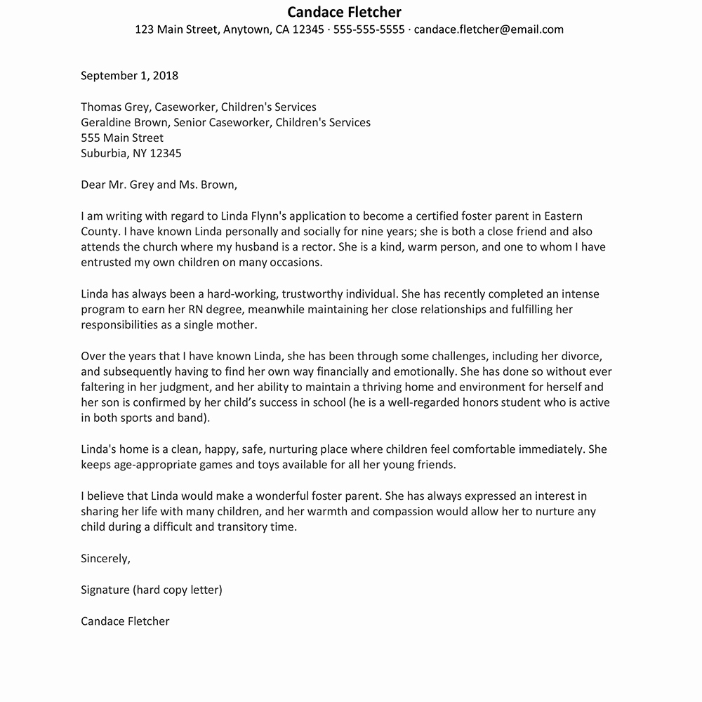 Parent Recommendation Letter for son Best Of A Sample Reference Letter for Foster Parenting