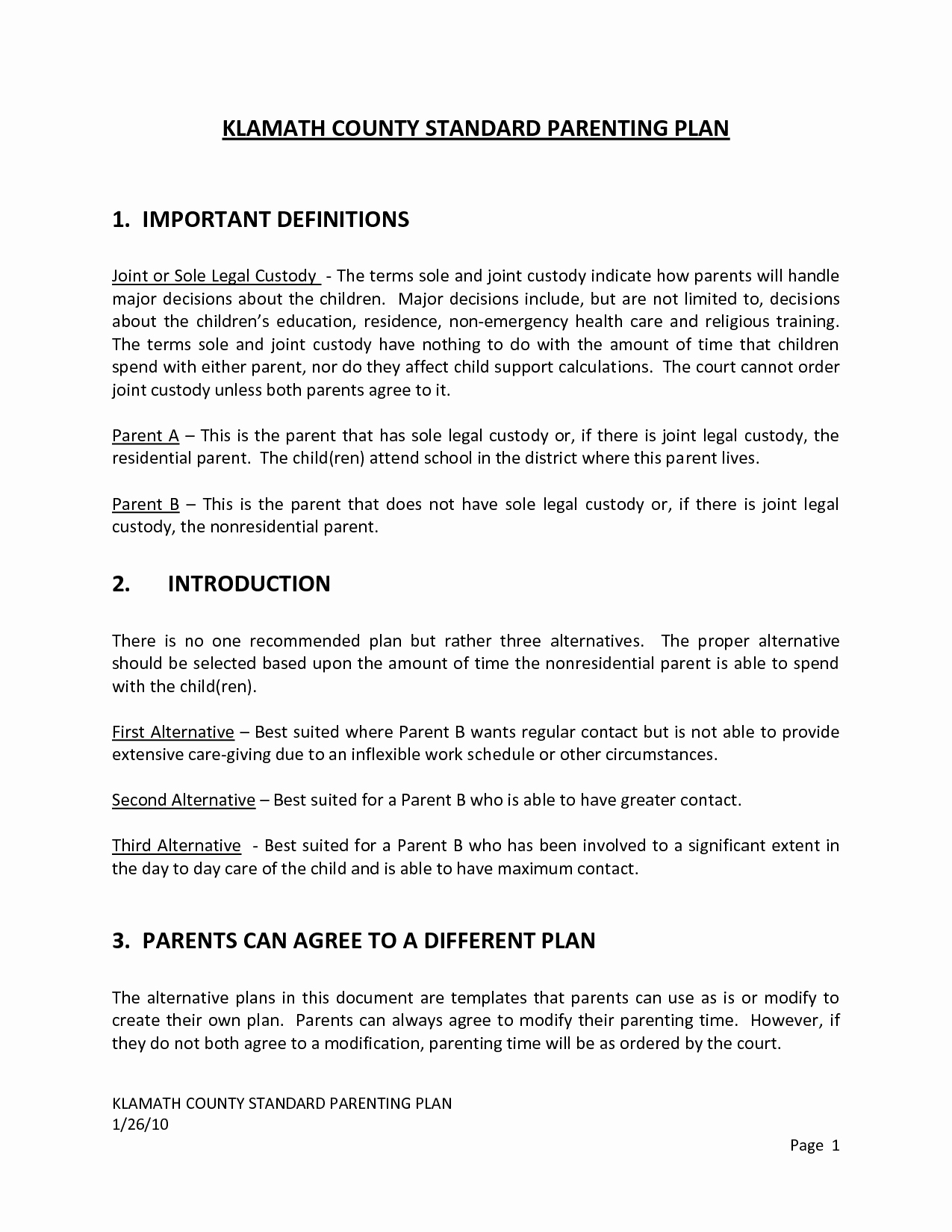 Parenting Plan California Template Awesome Template Parenting Plan Template Image Parenting Plan
